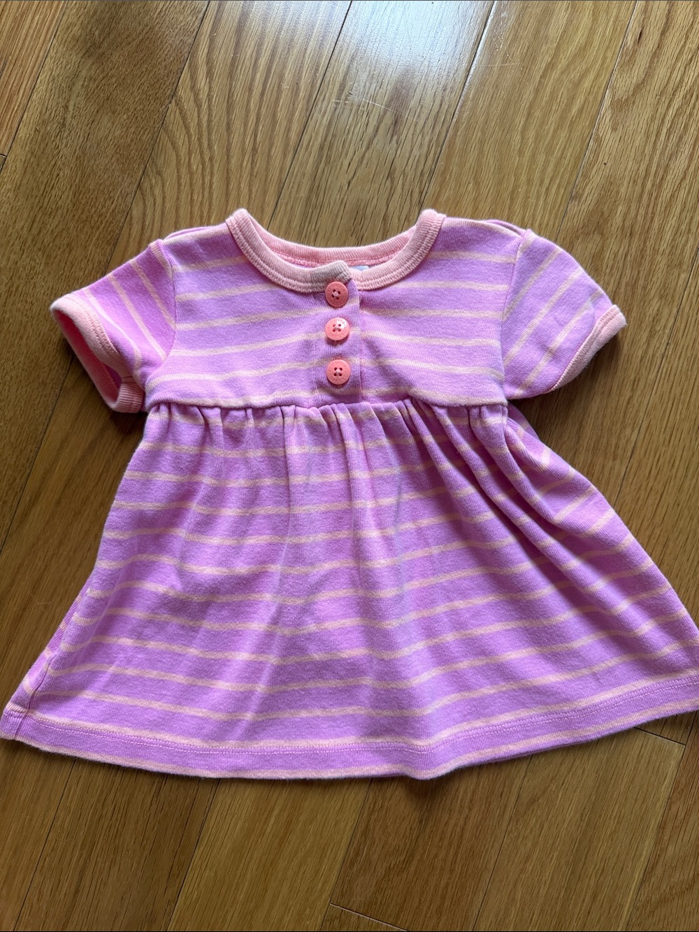 Hanna Andersson Pink & Cream Striped Short Sleeve Baby Top
